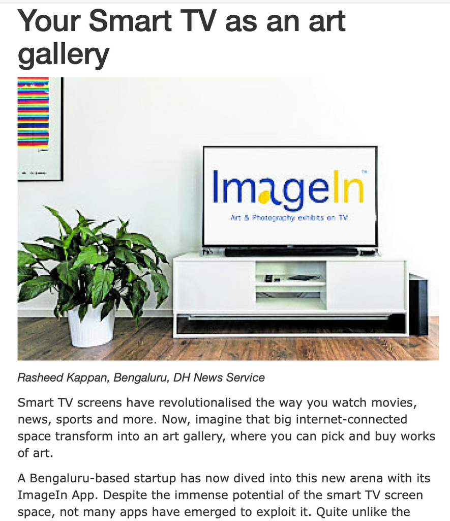 Your SmartTV as an Art Gallery - ArtBuRt in Deccan Herald